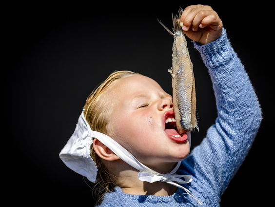 Het eerste vaatje Hollandse Nieuwe is vandaag geveild op de visafslag van Scheveningen