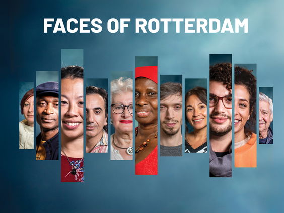 'Faces of Rotterdam' is een eerbetoon aan de ruim 170 nationaliteiten van de Maasstad