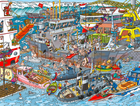 Tekenaar Dick Heins maakt de Jan van Haasteren puzzel voor het NK legpuzzelen