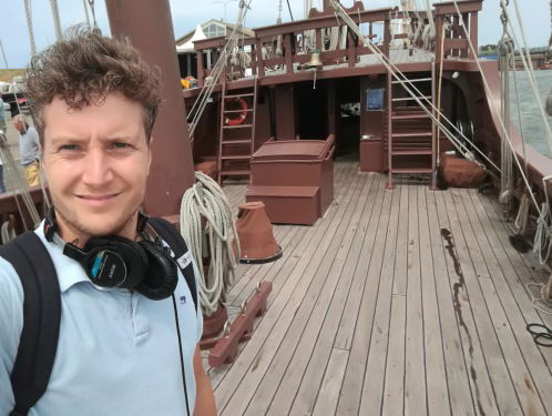 Reinout Meijer aan het werk bij Pre-Sail