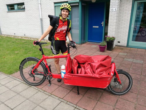 Reinout op de commerciële fiets
