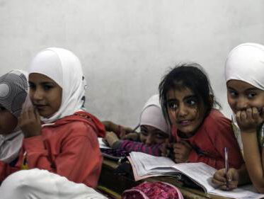 Syrische kinderen naar school