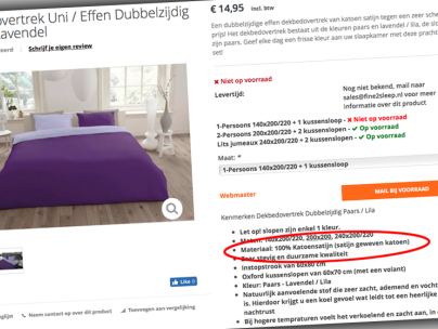 'Hoogwaardig katoensatijn' is gewoon katoen