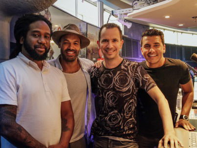 Alain Clark, Jan Smit en Glen Faria in de studio