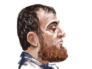 Hoe rechtbanktekenaar Petra Urban deze week Gökmen T. tekende