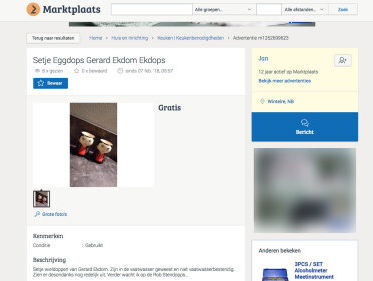 Eggdops op Marktplaats!? "Jaap Knasterhuis" is wel geïnteresseerd!
