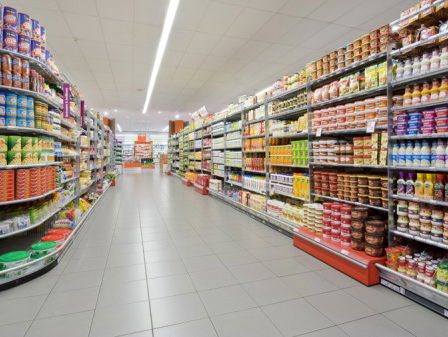 Vloermarkering in de supermarkt