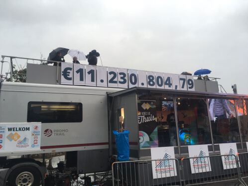 Bekendmaking eindbedrag Alpe d'Huzes door Yfke