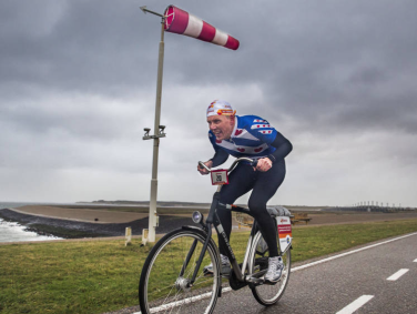 Fietsen in de storm