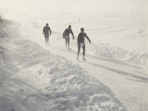 Elfstedentocht 1963 met winnaar Reinier Paping en dochter Karin