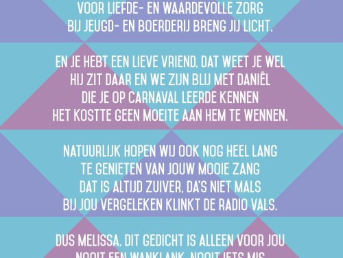 Een gedicht voor Jacques' dochter Melissa