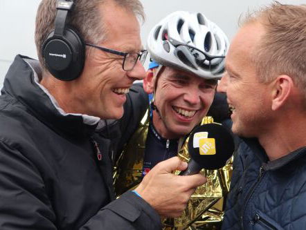 Bert bij de finish op de berg