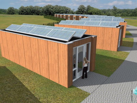 Peter bouwt onze toekomstig lego huizen van dertig vierkante meter