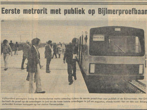 Eerste metro in Amsterdam