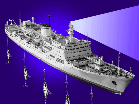 Spionerende Russische vissersschepen