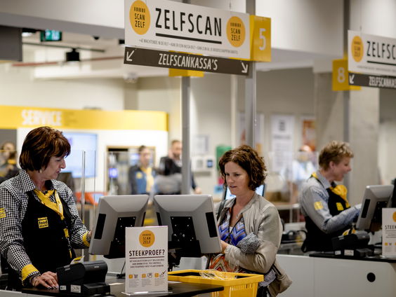 Spiegelcamera's bij de zelfscankassa