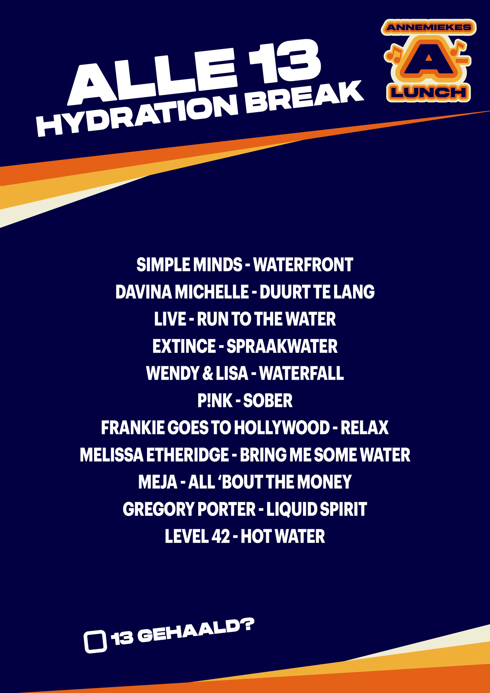 Alle 13 hydration break