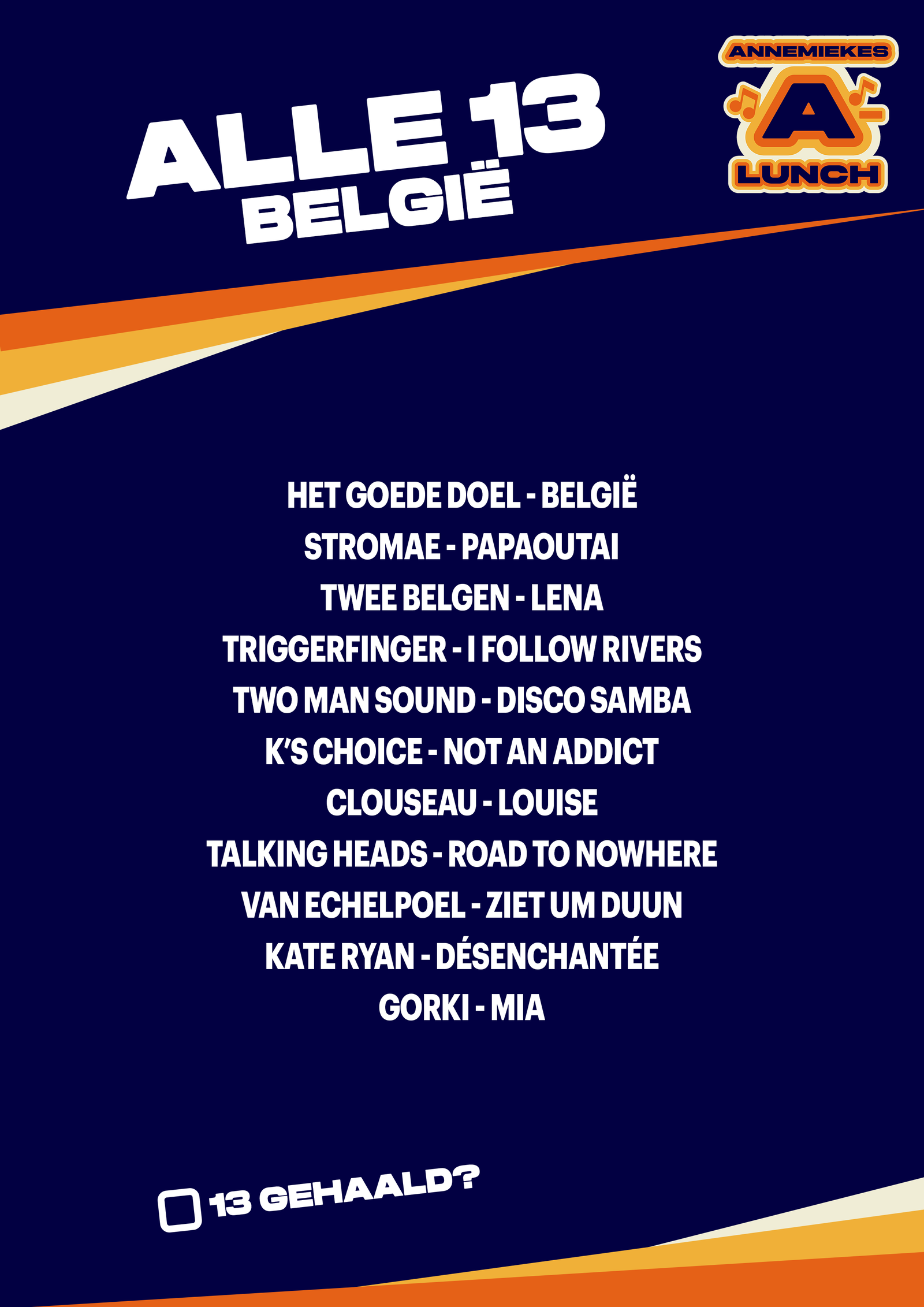 Alle 13 belgie