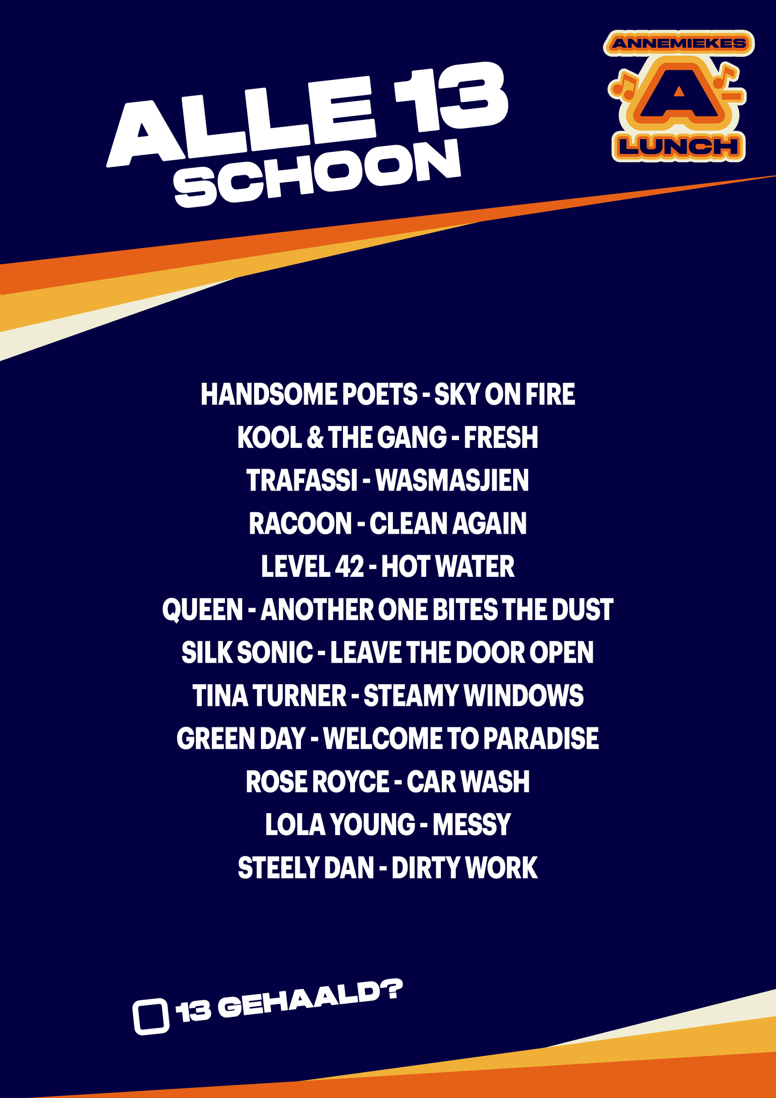 Alle 13 schoon