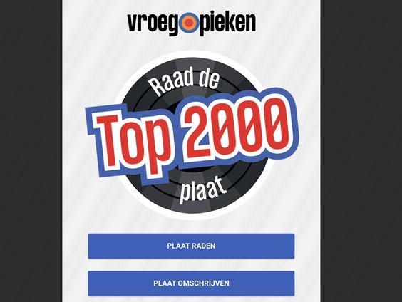Speel nu zelf 'Raad de Top2000 plaat' via raaddetopplaat2000.nl