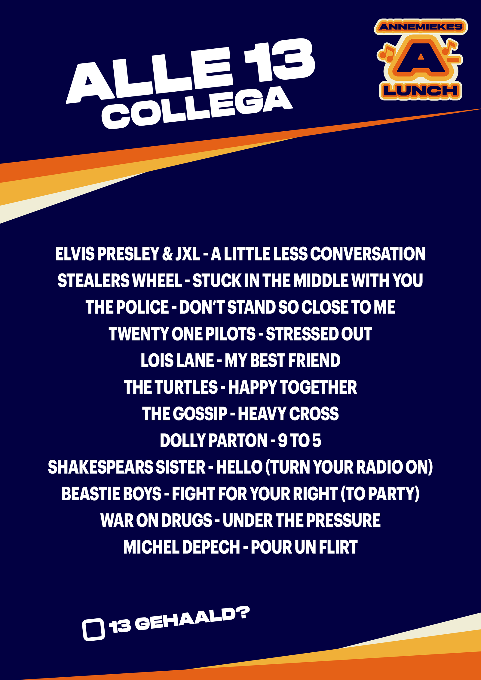 Alle 13 collega lijst