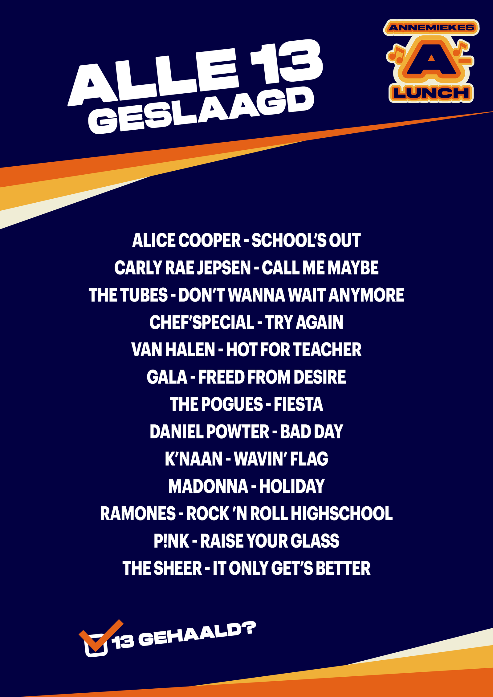 Alle 13 geslaagd