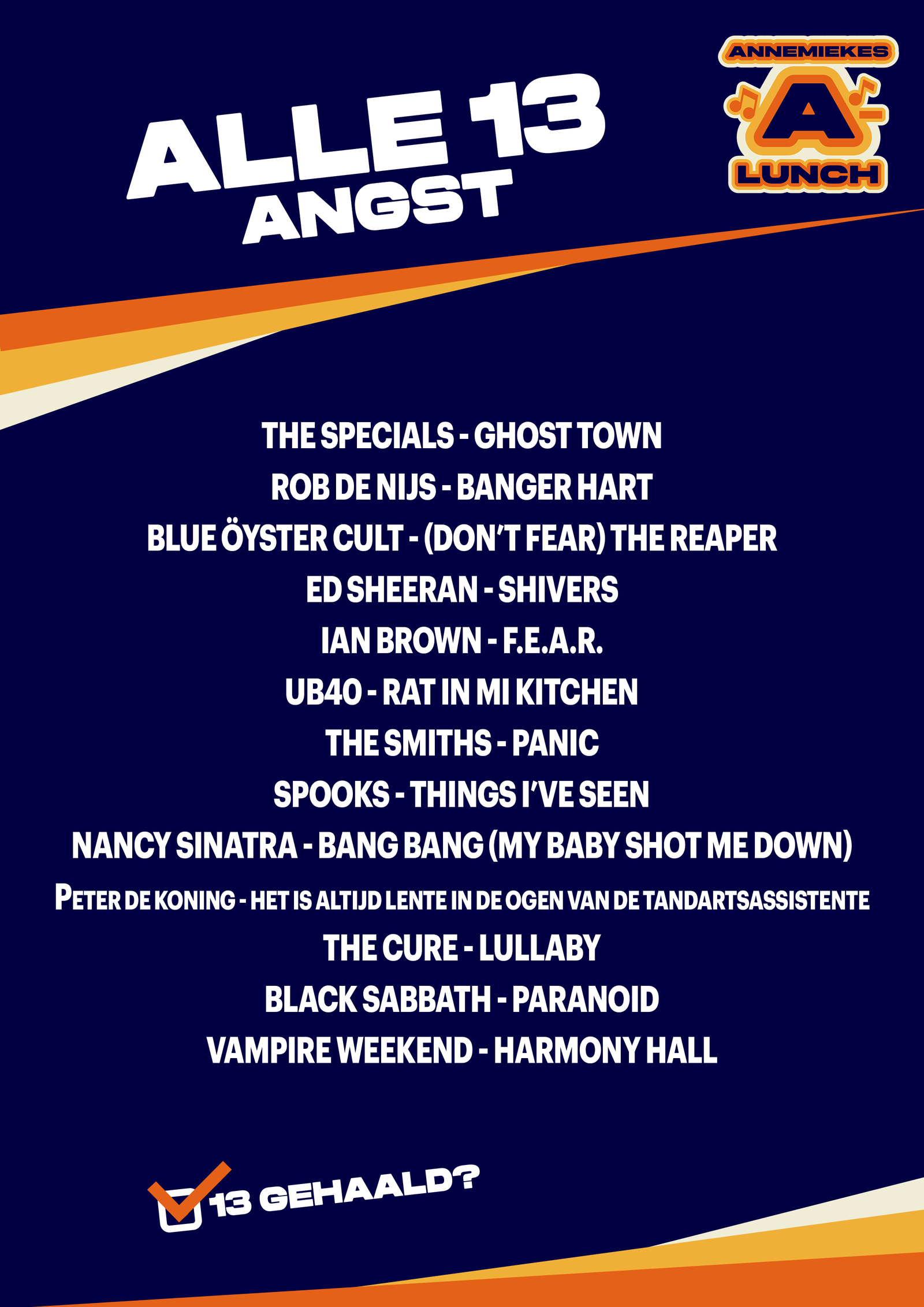 Alle 13 angst lijst