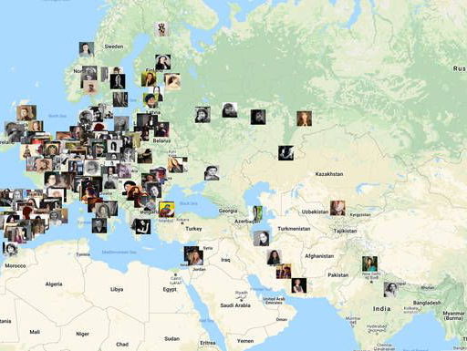 Interactieve map van componistes