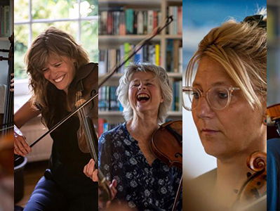 Aan de telefoon: altvioliste Bernadette Verhagen van het Penta Kwintet