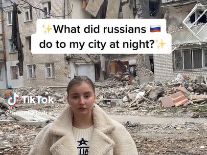 Angelina TikTokt over de verwoesting van frontstad Mykolajiv