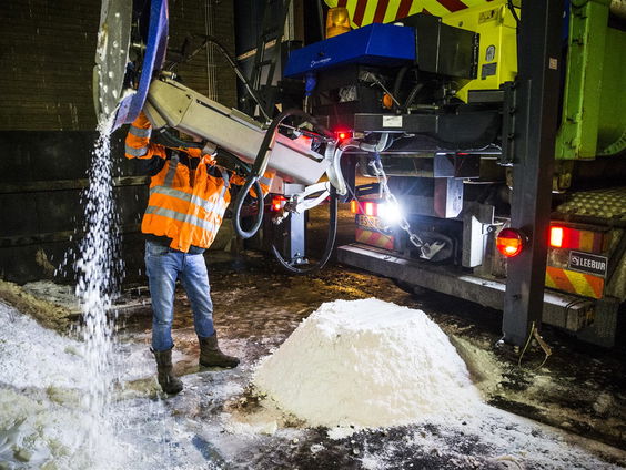 Buitenwerkers in de kou