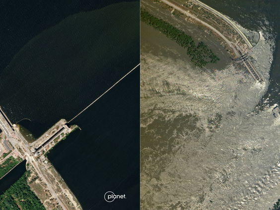 Dam bij Cherson verwoest: 'Ecologische en mogelijk ook humanitaire ramp'