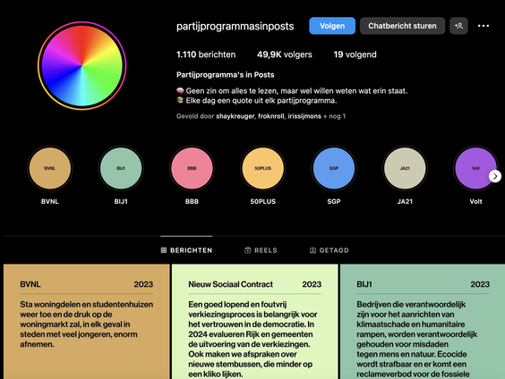 Goede tip van Gerben: Instagram-account deelt behapbare partijprogramma's!