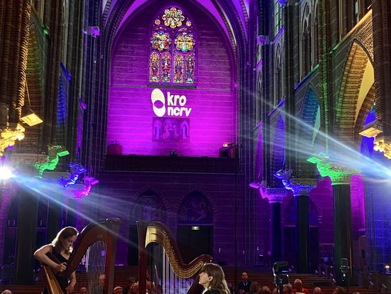 Harpistes Sanne & Sara spelen Towards the sun