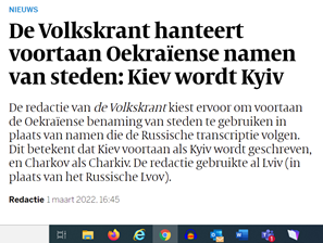 Is het Kiev of Kyiv? Media passen schrijfwijze Oekraïense namen aan