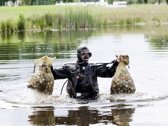 Nicky is professioneel golfballenopduiker!