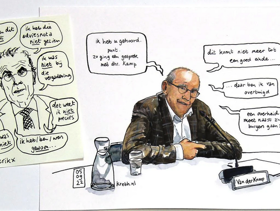 Zeventig tekeningen van de aardgasverhoren gebundeld in een boekje