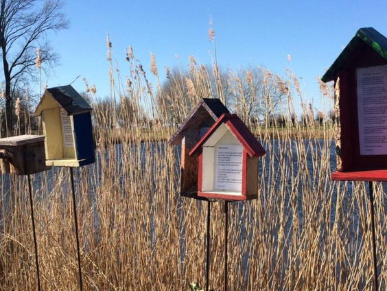 Er wonen gedichtjes in de vogelhuisjes rondom Oudeschans